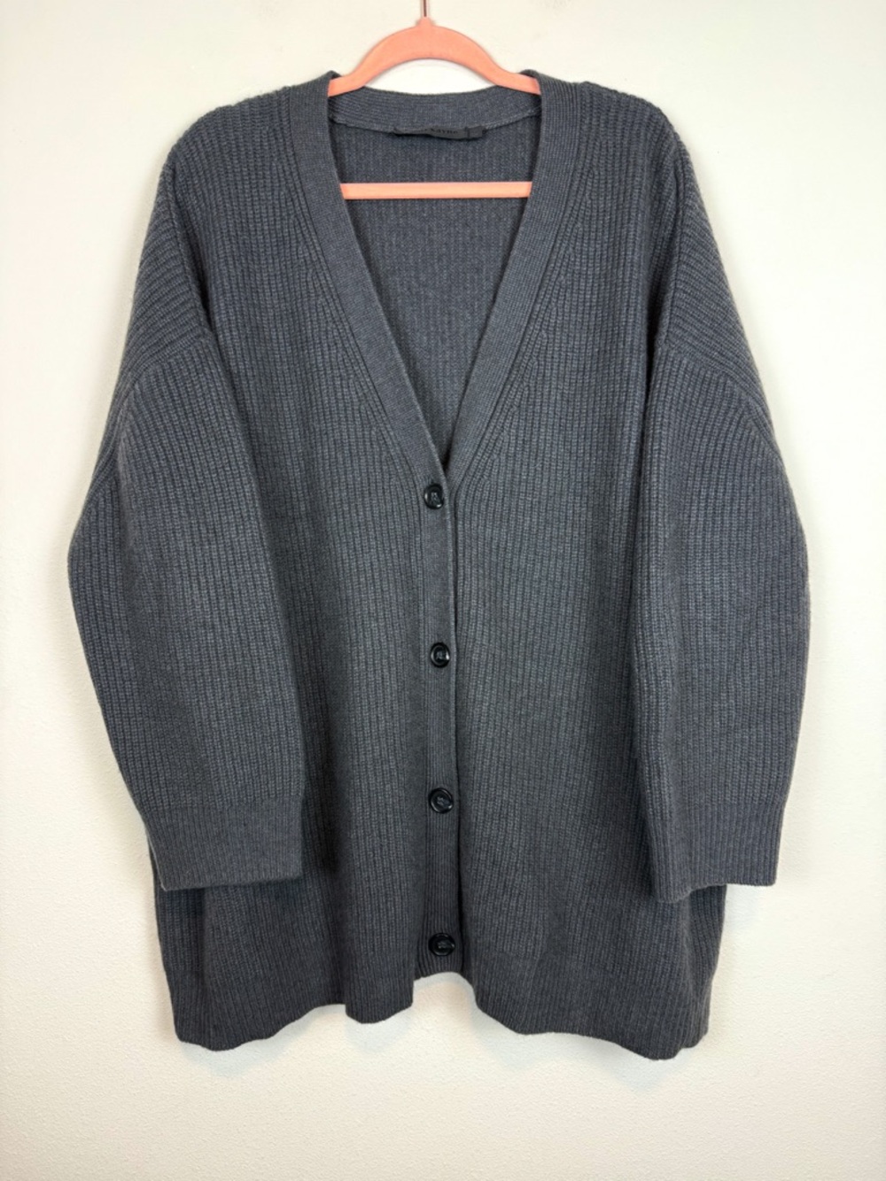 Jenni Kayne Cashmere Cocoon Cardigan Sweater Oversized Charcoal Gray Size 1X - Picture 4 of 11